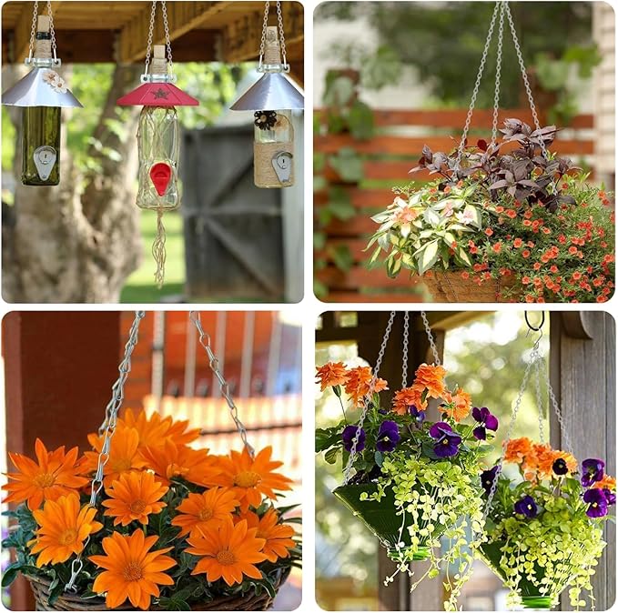 10 Pack 25" SIL Storagehook Silver Hanging Chains with S Hooks for Hanging Bird Feeders Planters Baskets Billboards Lanterns Wind Chimes Ornaments-VerdiqueGarden