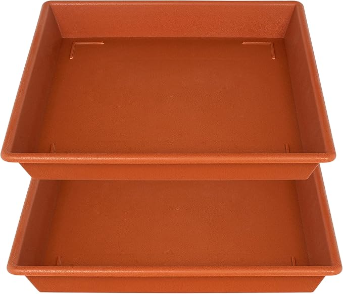 Square Plant Saucer 18 Inch 2 Pack, Large Plant Trays for Pots Heavy Duty Plastic Plant Saucers for Indoors Outdoors, Flower Pot Plant Drip Trays No Holes Terracotta Plant Lover Gardening Gifts-VerdiqueGarden