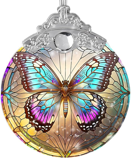 Stained Glass Suncatcher, Jocidea Butterfly Ornament, Christmas Ornaments, Holidays Ornaments, Christmas Tree Decor, Butterfly Decor for Home, Butterfly Gifts-VerdiqueGarden