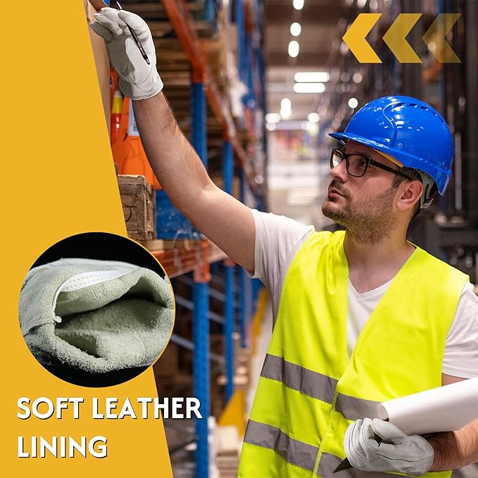 HLDD HANDLANDY Leather Work Gloves for Men & Women, Adjustable Wrist Cowhide Gardening Glove with Reinforced Palm for Driver-VerdiqueGarden