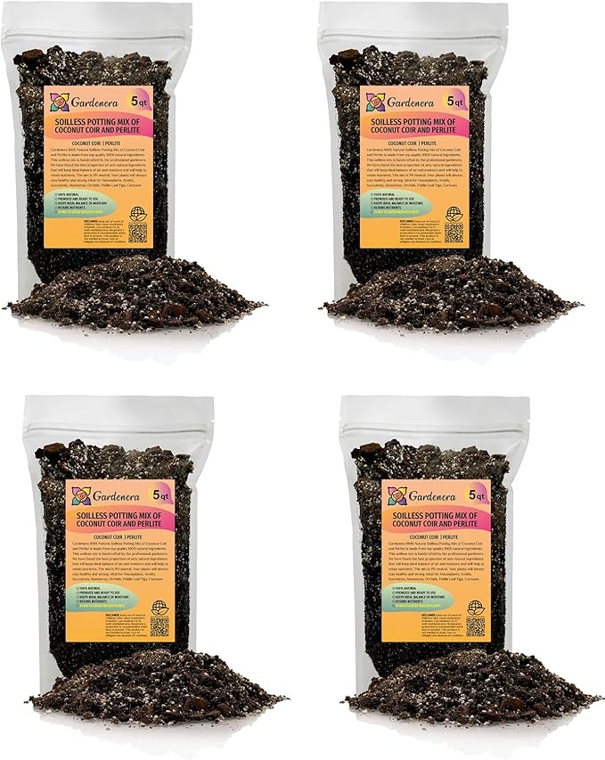 Premium Coco Coir and Perlite Potting Mix, Soil for Maximum Plant Growth, Perfect for Indoor and Outdoor Container Gardens by Gardenera - 20 Quart-VerdiqueGarden