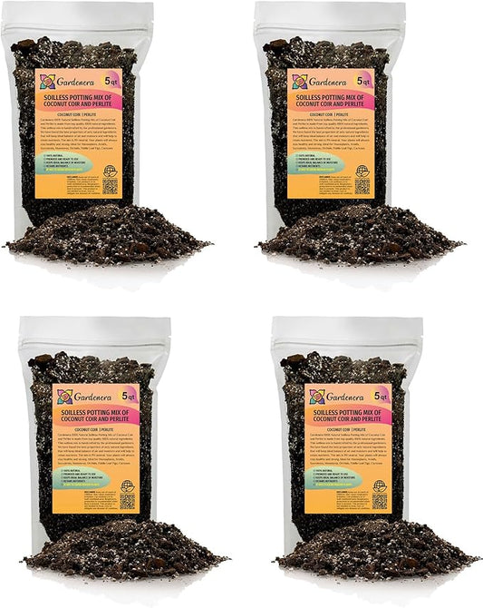Premium Coco Coir and Perlite Potting Mix, Soil for Maximum Plant Growth, Perfect for Indoor and Outdoor Container Gardens by Gardenera - 20 Quart-VerdiqueGarden