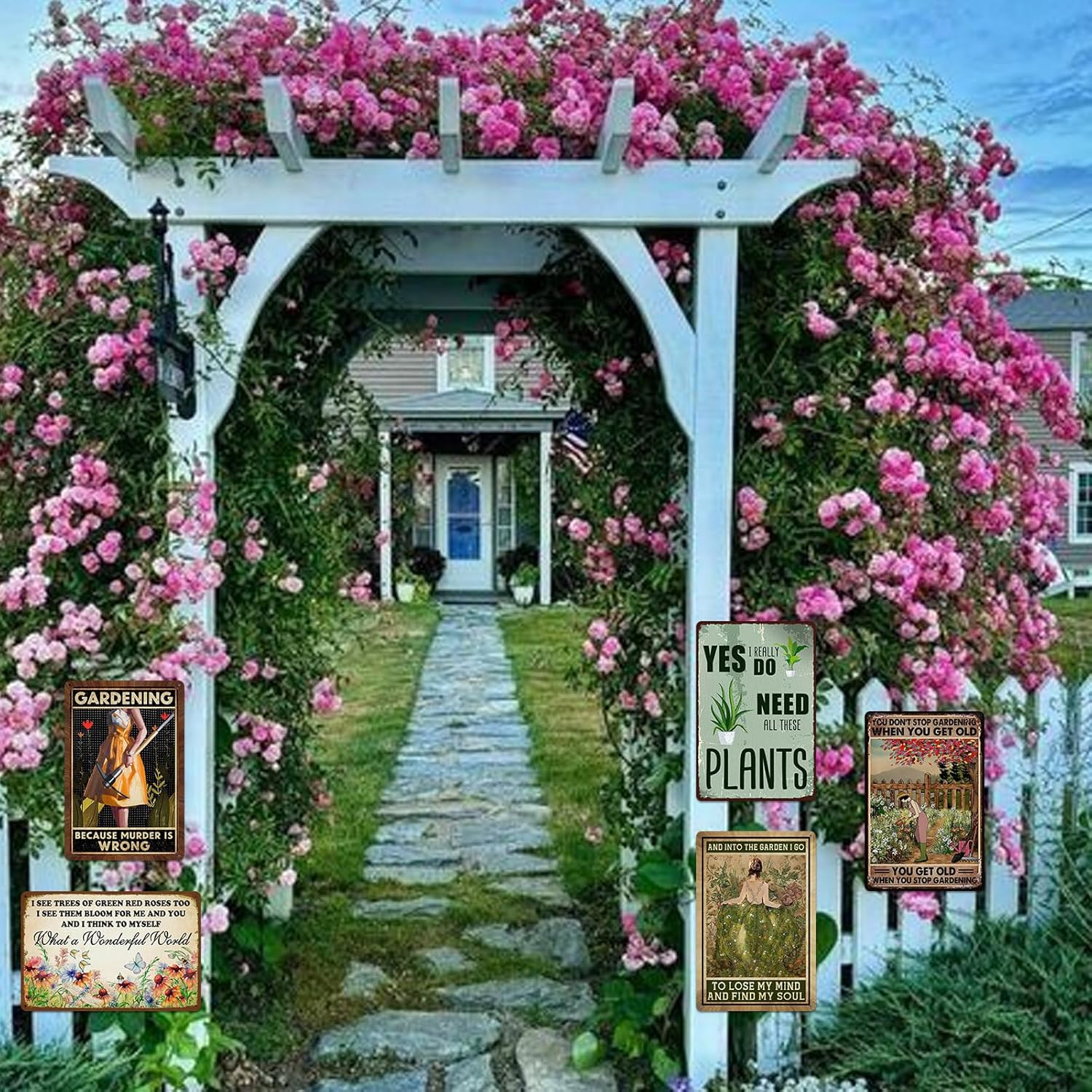 5 Pack Garden Signs Vintage Metal Tin Signs For Outside Garden Signs Decorative Outdoor Plant Lover Gifts Gardening Gift For Women Yard Sign Funny Gardening Decor 12x8 Inch-VerdiqueGarden