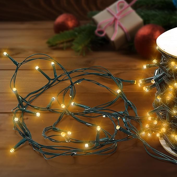 Christmas Light 1000 LEDs 336ft Green Cable Wire Fairy String Tree Twinkle Lights Plug in 12 Modes for, Outdoor, Garden, Wedding, Christmas Party, Home Decoration (Warm White)-VerdiqueGarden