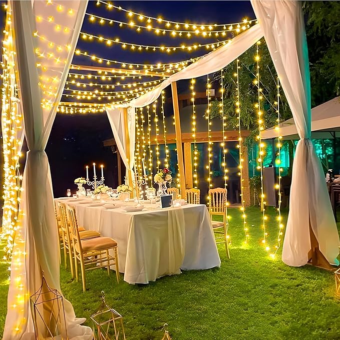 KNONEW 197FT 500 LED Christmas Lights Outdoor String Lights 8 Modes & Memory Fairy Light Plug in Waterproof LED String Lights for Xmas Yard Tree Wedding Party Holiday Decorations (Warm White)-VerdiqueGarden