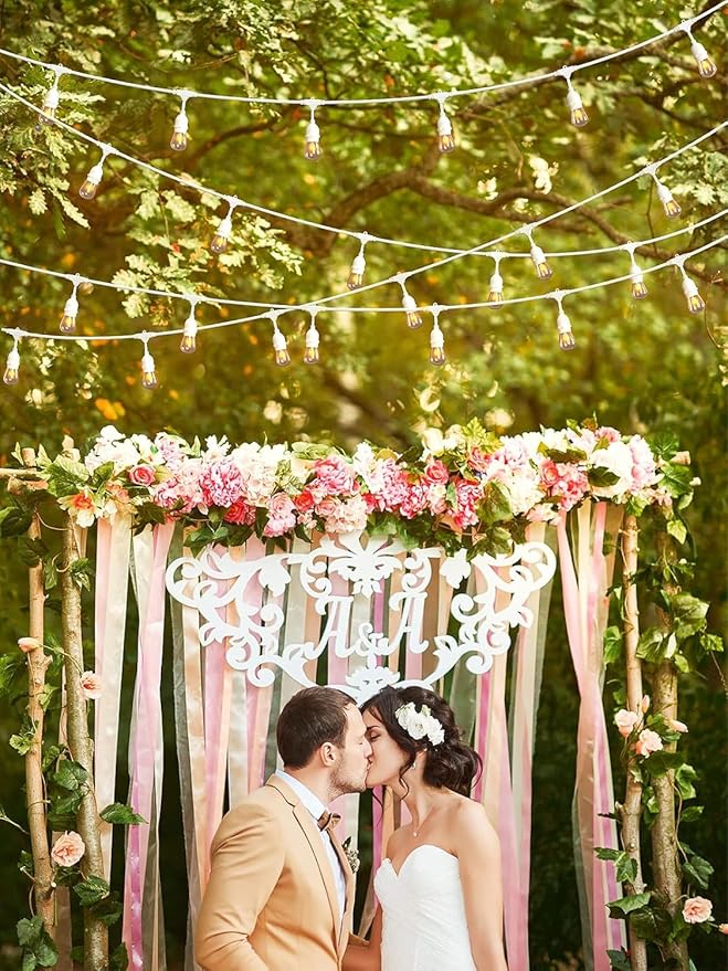 addlon 96FT(48FT*2) Outdoor String Lights White Commercial Grade Weatherproof Strand, 36 Edison Vintage Bulbs, 30 Hanging Sockets 6 Spare Bulbs, ETL Listed Decorative Lights for Patio Garden-VerdiqueGarden