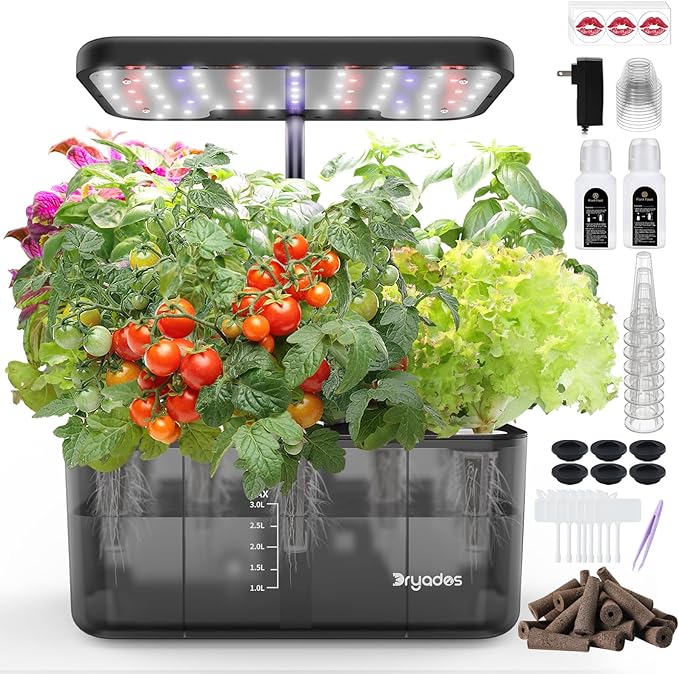 Hydroponics Growing System Indoor Garden, 8 Pods Indoor Herb Garden Kit Countertop with LED Grow Light Quiet Smart Water Pump for Home Kitchen Office, Gift Ideas for Women Men-VerdiqueGarden