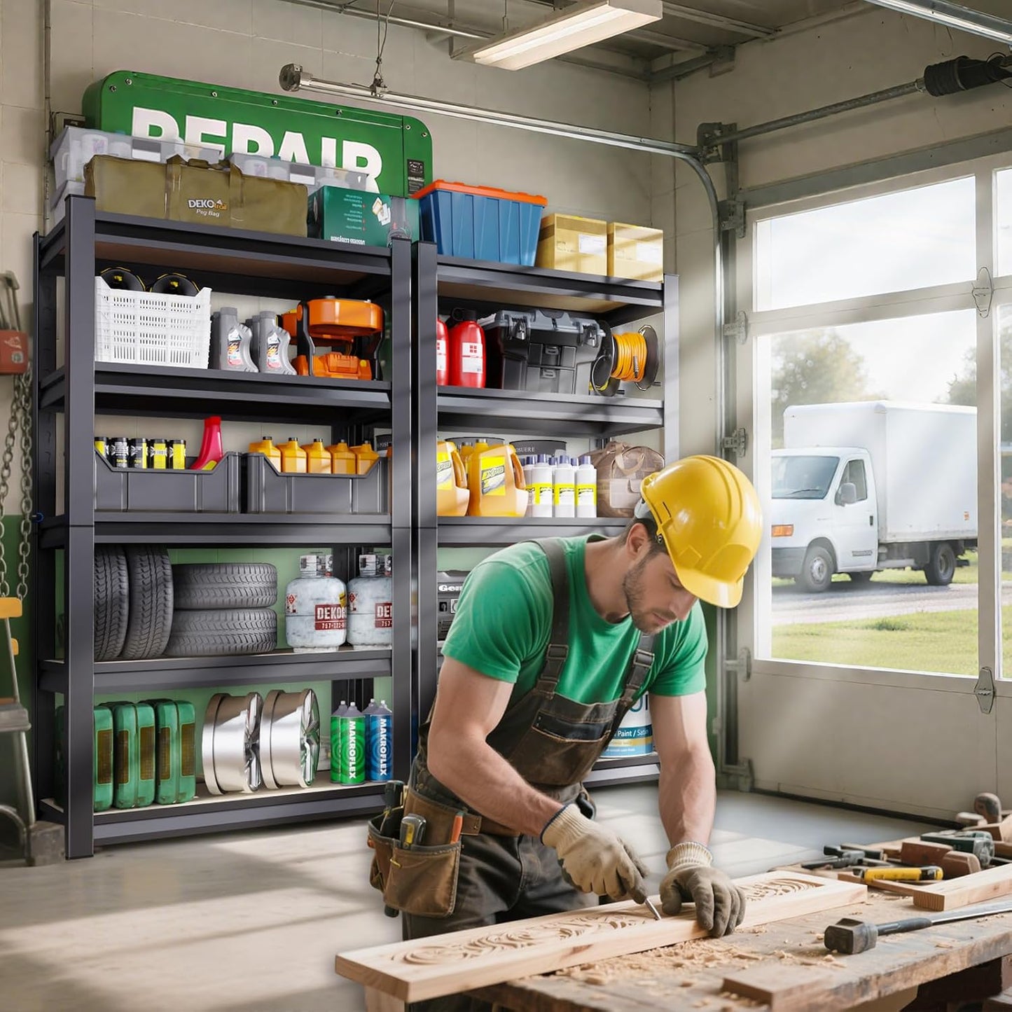 72”H Garage Shelving 5 Tier Storage Shelves Adjustable Garage Storage Shelves Wood Shelf 2000LBS Heavy Duty Industrial Shelving Unit Utility Shelf Wood Storage Rack,35.4''W×15.7''D×72''H-VerdiqueGarden
