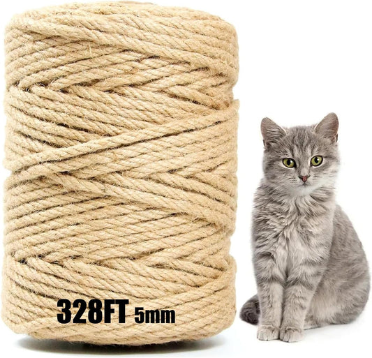 Jute Twine String 5mm x 328FT – Extra Long Natural Twine for Garden, Crafts, Bundling, Packaging & Cat Post Repair-VerdiqueGarden
