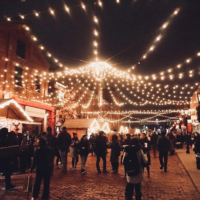 Brightown Led String Lights Outdoor 100Ft Waterproof G40 Patio Lights with 104(4 Spare) Led Shatterproof Bulbs, Led Globe Hanging Lights for Porch Bistro Balcony Backyard Decor, E12 Socket, 2200K-VerdiqueGarden