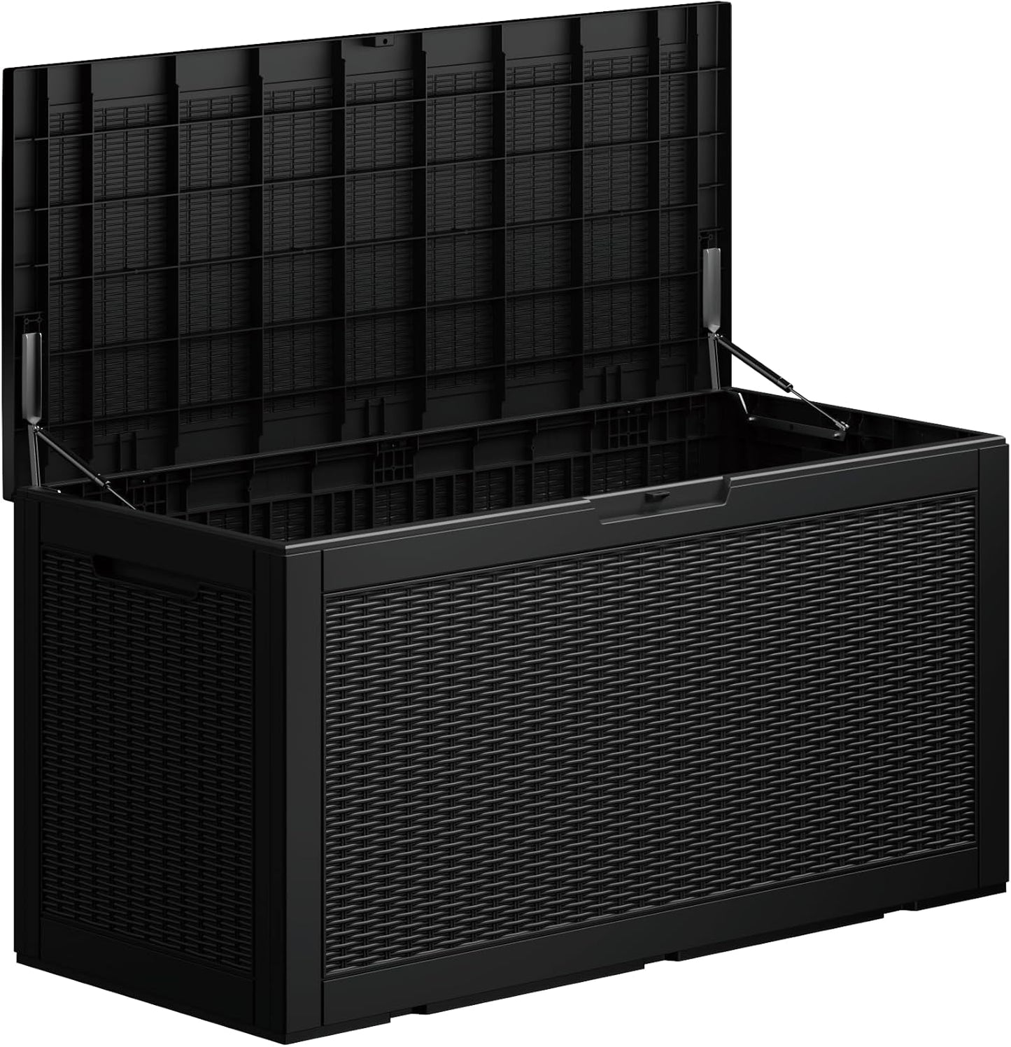 100 Gallon Double-Wall Resin Deck Box - Lockable Waterproof Outdoor Storage Box, 1000lbs Capacity & Doubles as Seating for Patio Furniture - Garden Tools, Pool Accessories (Black)-VerdiqueGarden