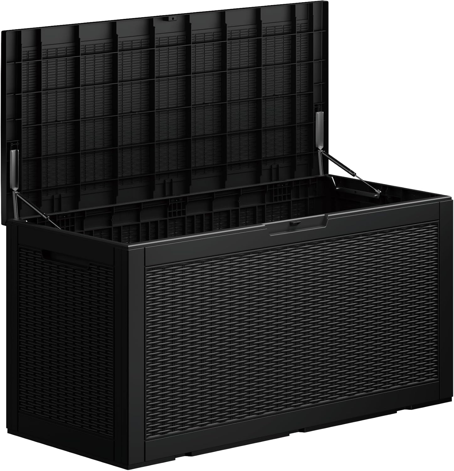100 Gallon Double-Wall Resin Deck Box - Lockable Waterproof Outdoor Storage Box, 1000lbs Capacity & Doubles as Seating for Patio Furniture - Garden Tools, Pool Accessories (Black)-VerdiqueGarden