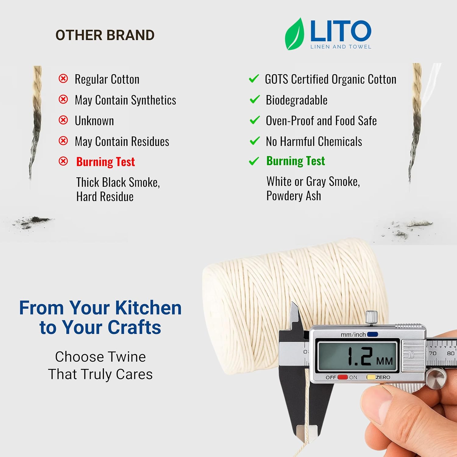 Organic Butcher’s Twine for Cooking & Trussing – 1.2mm Heavy-Duty Natural Cotton Kitchen Twine 1000 Feet – Food-Safe, Oven-Safe String for Meat, Turkey, Baking, & Crafts-VerdiqueGarden