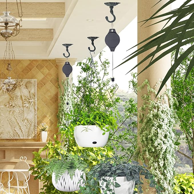 Sungmor 3PC Wall Mount Ceiling Hooks, Cast Iron Plant Bracket, Heavy Duty Plant Hook Hanger, Decorative Vintage Hooks for Hanging Planters, Bird Feeders, Lanterns, Wind Chimes-VerdiqueGarden