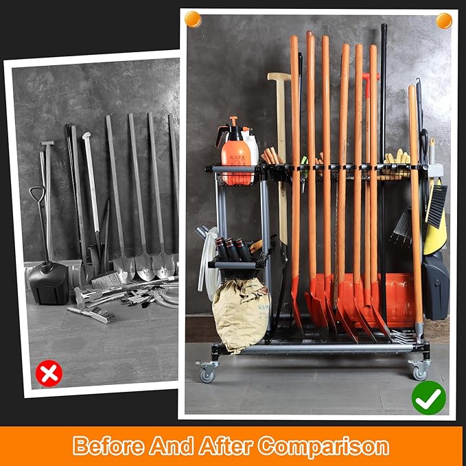 Ultimate Yard Tool Storage Rack with Rolling Casters – Organize All Your Garden Tools Effortlessly-VerdiqueGarden