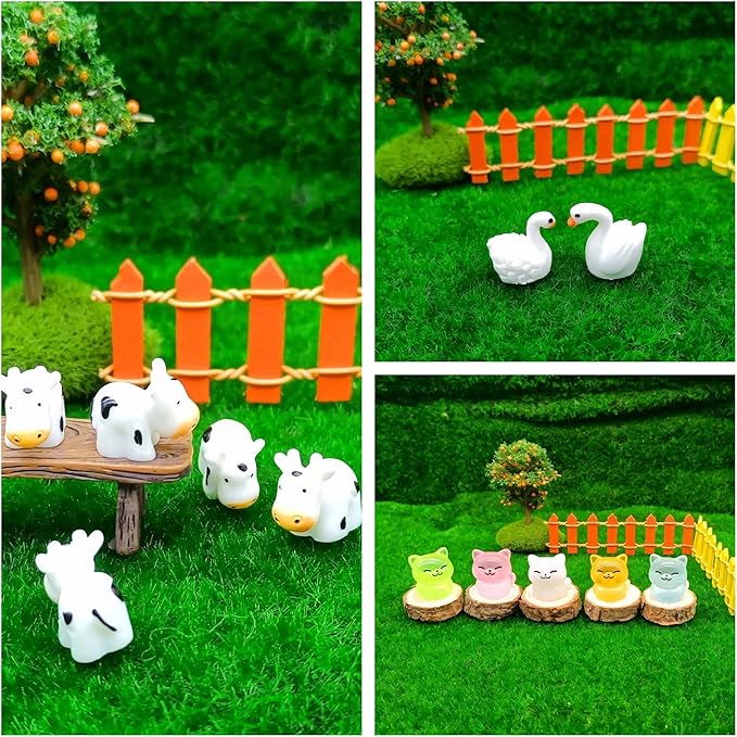 100 Pcs Mini Resin Animals Figures, Farm Tiny Plastic Animals Figurines to Hide Miniature Fairy Garden Decorations Accessories-VerdiqueGarden