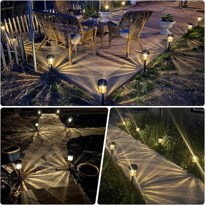 XMCOSY+ Solar Lights Outdoor, 6 Pack Pathway Lights Solar Powered, 20 LM LED Glass Outside Light, Waterproof Lighting for Garden Yard Landscape Driveway Walkway (Warm White)-VerdiqueGarden
