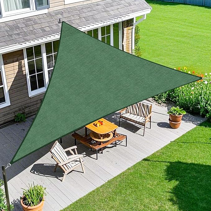 Amagenix Sun Shade Sail 8X11X13.6 Curved Edge Outdoor Shade Canopy Dark Green Breathable 95% UV Block Shade Cloth for Patio Garden Backyard (We Make Custom Size)-VerdiqueGarden