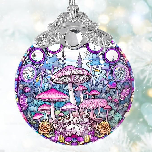 Mushroom Stained Glass Suncatcher, Jocidea Mushroom Ornament, Mushroom Christmas Ornament, Holidays Ornaments, Christmas Tree Ornament, Mushroom Decor, Gifts for Mushroom Lovers-VerdiqueGarden
