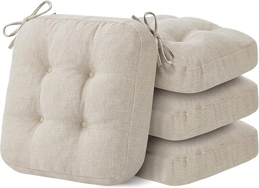 Chair Cushions, Memory Foam Dining Chair Cushions, Tufted Indoor Chair Pads, Set of 4, 16.5' x 16.5' x 3.5', Beige-VerdiqueGarden