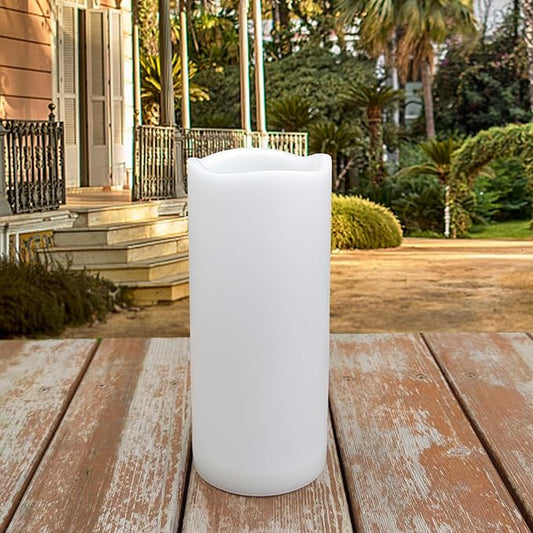 7" Outdoor Battery Operated Candle Waterproof Led Pillar Lights Flickering Flameless Candles with Timer Realistic Fake Electric Pillars for Lantern Garden Wedding Halloween Christmas Decorations,White-VerdiqueGarden