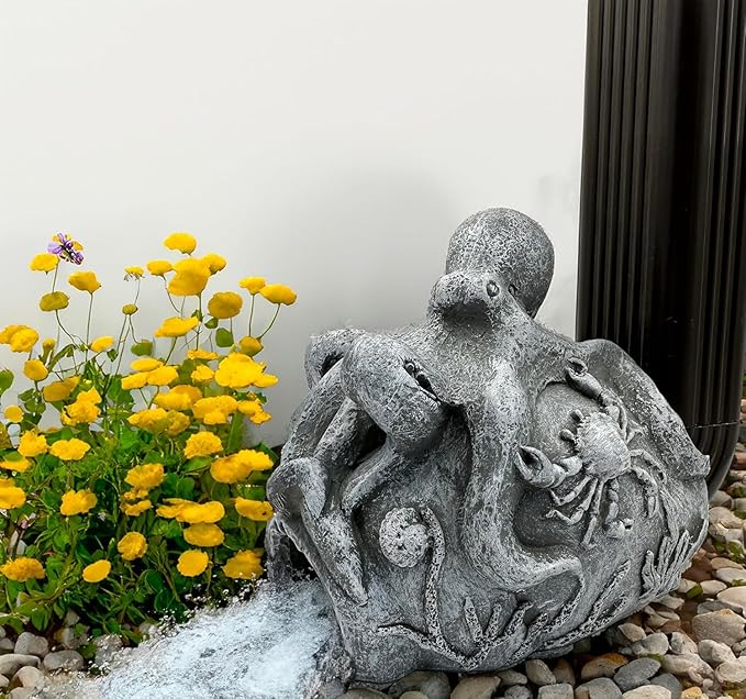 Octopus Sculpture Gutter Diverter Rain - Decorative Gutter Extension Downspout, Splash Block, 3"x4" Downspout Extender, Outdoor Decor Sculpture Ornament, Gutter Downspout Decoration-VerdiqueGarden