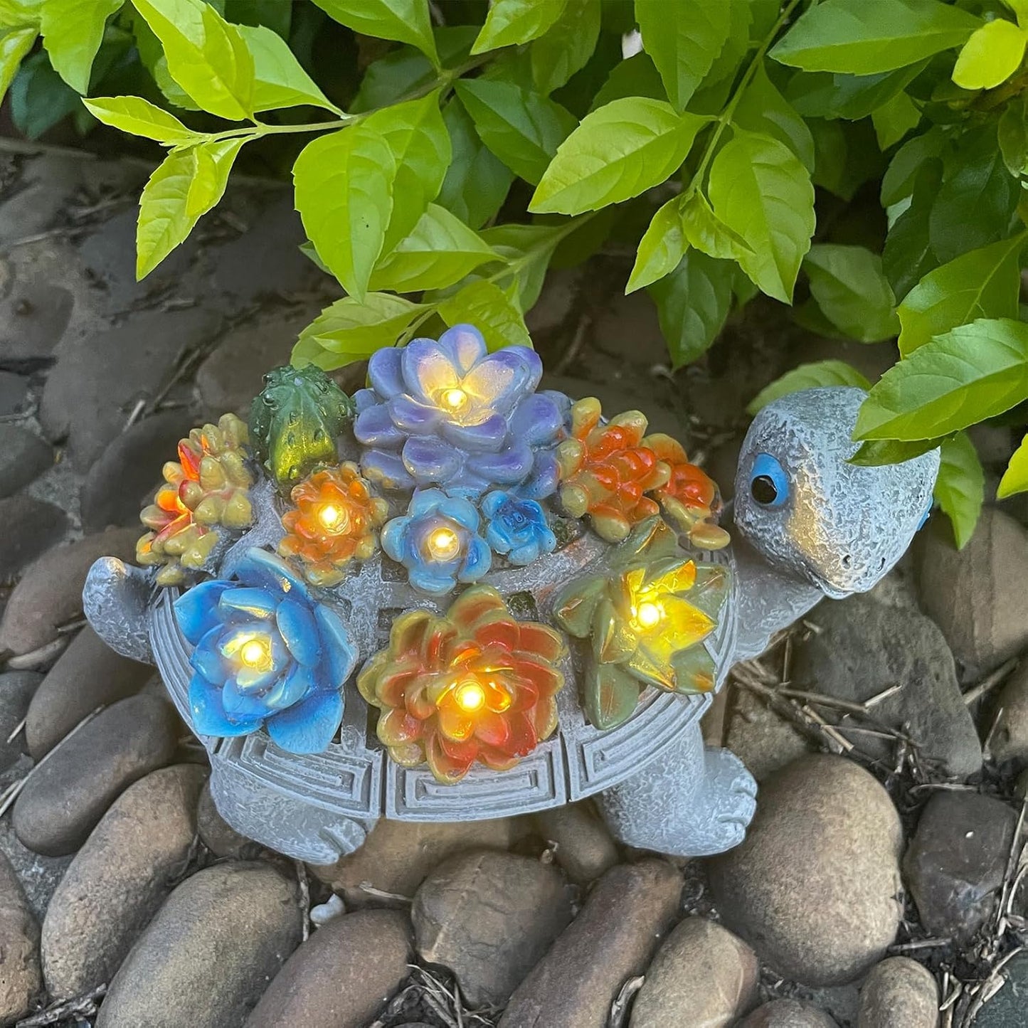 Solar Garden Outdoor Turtle Figurines with LED Lights Lawn Decor Tortoise Statue for Outside Yard Patio Front Porch Balcony Home Ornament Housewarming-VerdiqueGarden