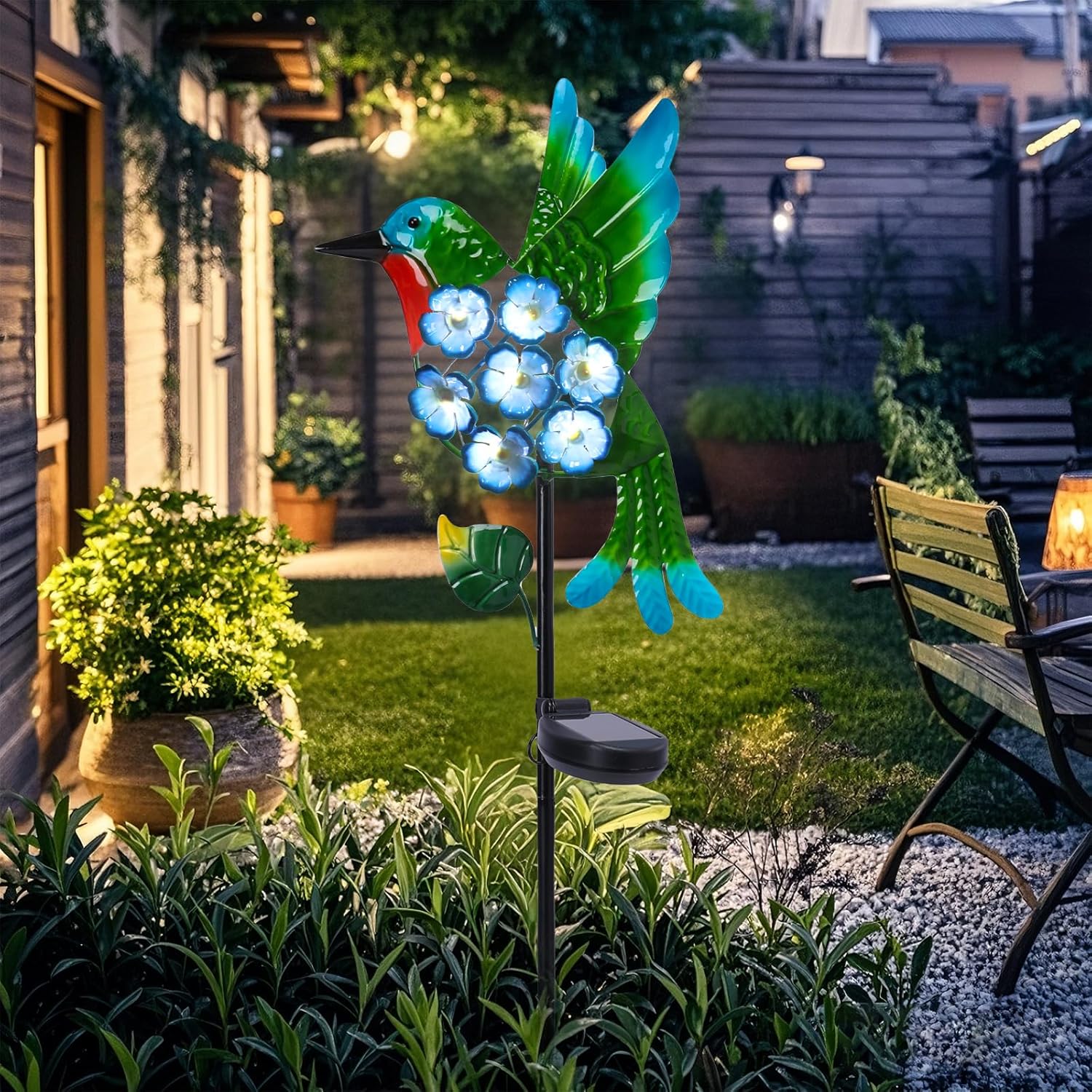 Solar Lights Outdoor Decorative Metal Solar Hummingbird Waterproof LED Metal Waterproof Garden Stake Lights for Walkway Pathway Lawn Patio Yard Decorations-VerdiqueGarden