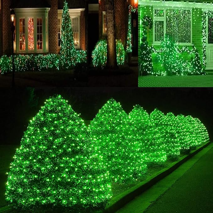 HISHINY Christmas Net Lights Outdoor, 5ftx5ft 100LED Green Wire, Connectable Bush Mesh Net Lights String for Christmas,St Patricks Party,Shrub,Yard,Tree (Green)-VerdiqueGarden