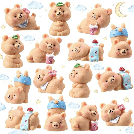15 Pieces Cute Bear Miniature Figurines Bear Baby Shower Decoration Resin Cake Cupcake Toppers Garden Miniature Moss Landscape DIY Crafts for Home Party Garden Plant Pots Decor-VerdiqueGarden
