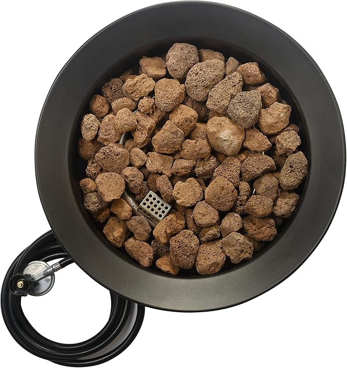 Amazon Basics Portable Propane Fire Pit, 19 inch Round Gas for Patio, 55,000 BTU Carry Strap-VerdiqueGarden