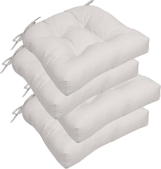 RACE LEAF Patio Chair Cushions 17x17 Inch 4 Pack, Thickened Outdoor Seat Cushions Water Resistant with Non-Slip Ties & Stain Resistant Tufted Design (Beige)-VerdiqueGarden