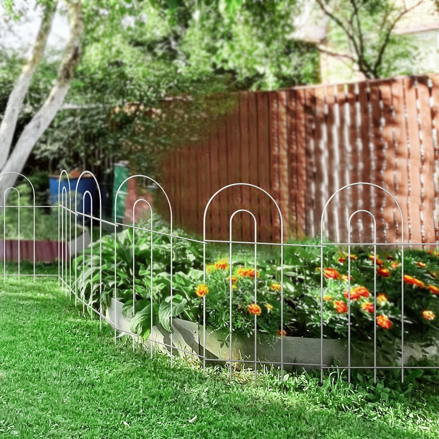Decorative White Garden Border Fence 32inX20ft Rustproof Landscape Metal Edging Patio Decor Yard Fencing Patio Flower Bed Garden Fencing for Outdoor-VerdiqueGarden
