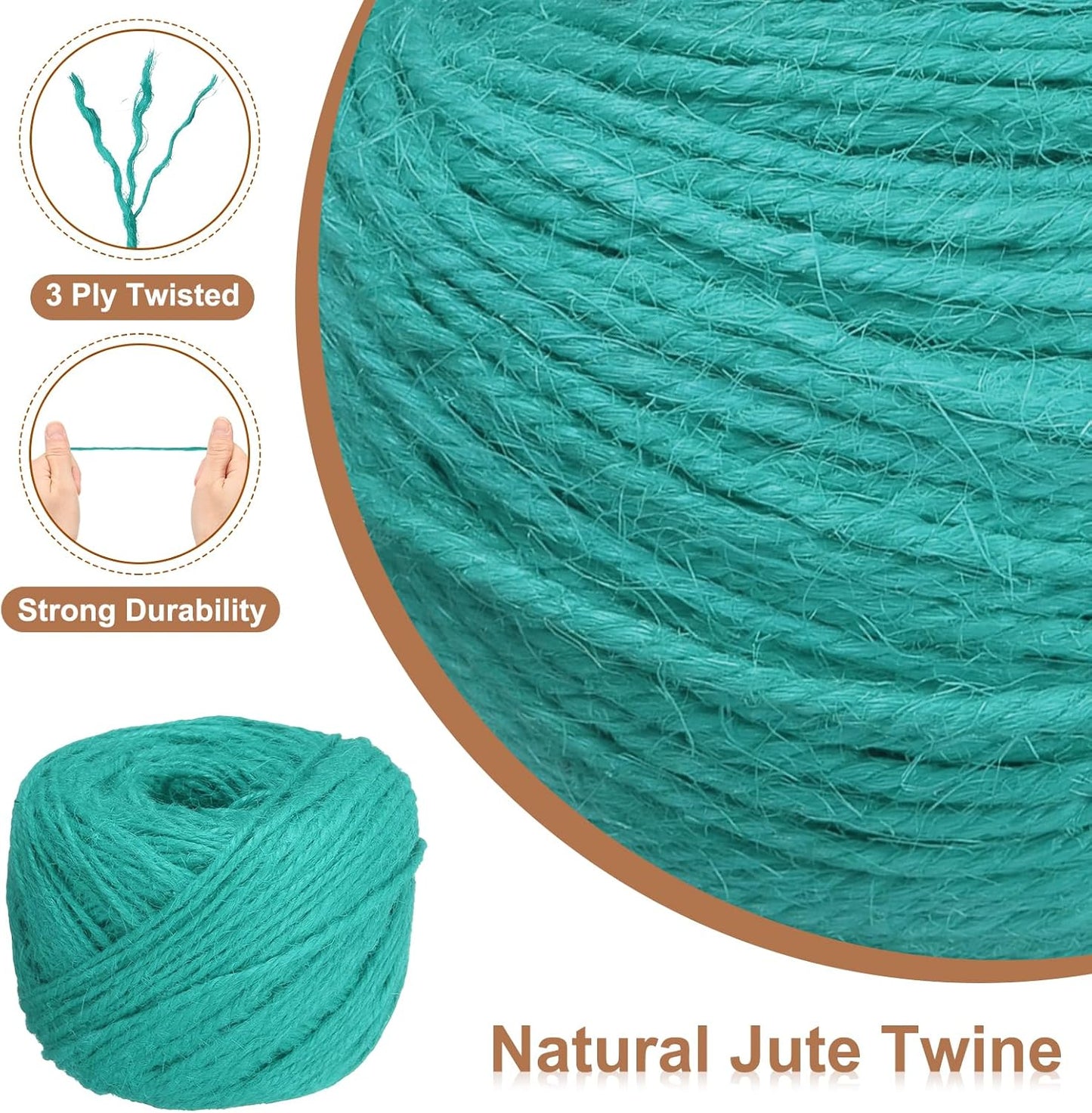 uxcell 328 Feet Natural Jute Twine String,2mm Thin Garden Twine Rope Colored Plant String Cord for DIY Art Crafts Gift Wrapping Decoration Packing Gardening Plant Hanger,Bright Blue-VerdiqueGarden