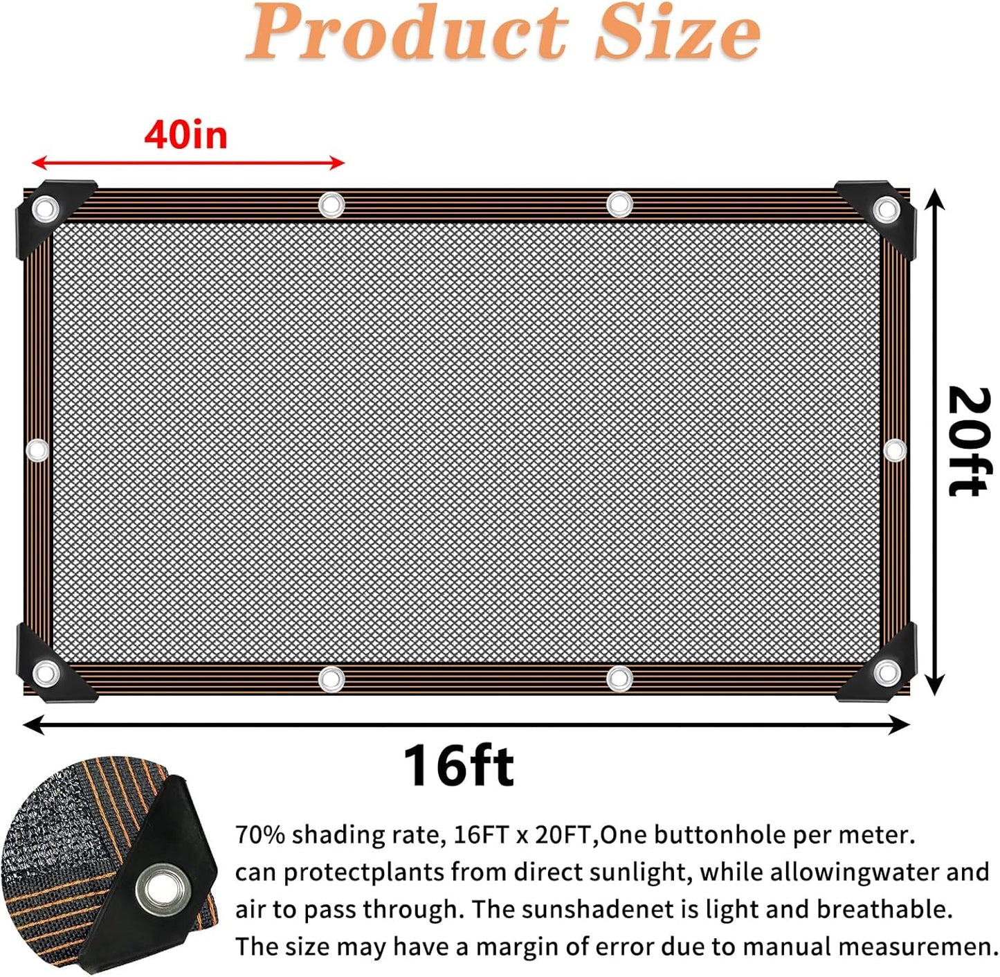Shade Cloth - for Plants Greenhouse, 70% Sunblock Shade Sails -for Outdoor Garden Pergola Patio Lawn Sun Shade Cloths for Kennel Chicken Coop Easier to Hang Plant Shade Net Cover-VerdiqueGarden