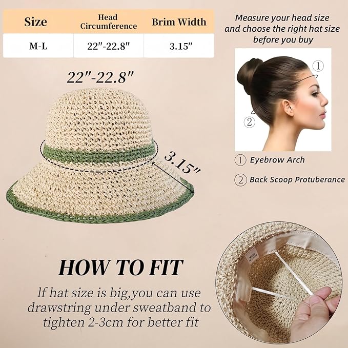 Floppy Big Beach Straw Hats for Women Foldable Summer Wide Brim Packable Sun Hat Womens Travel Straw Fedora Hat-VerdiqueGarden