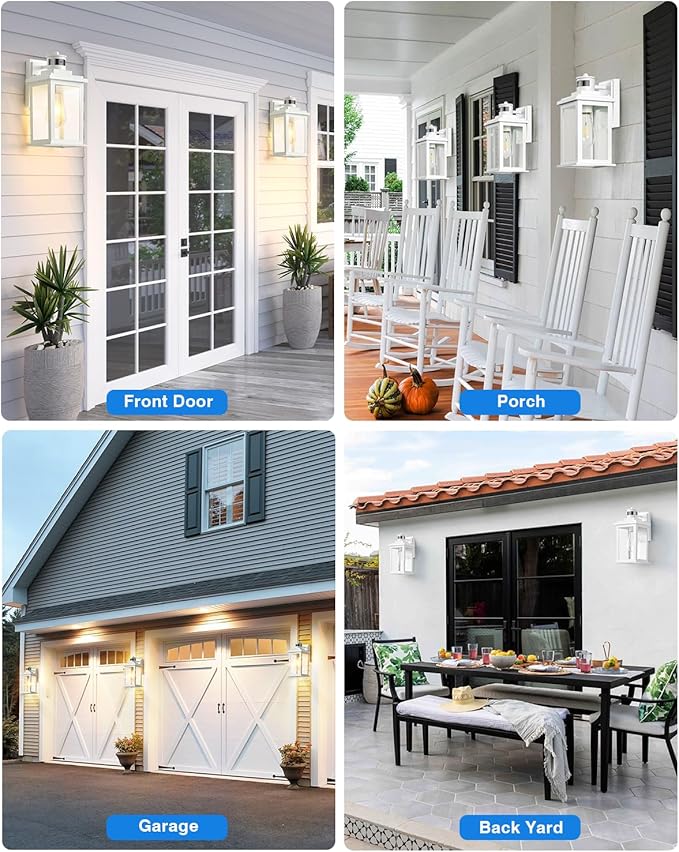 VIANIS Motion Sensor Porch Lights, 2 Packs Outdoor Wall Lights Wall Mount, White Dusk to Dawn Outdoor Sconce Lights, Waterproof Exterior Light Fixture for House, Garden, Patio,Hardwired, Non-Solar-VerdiqueGarden