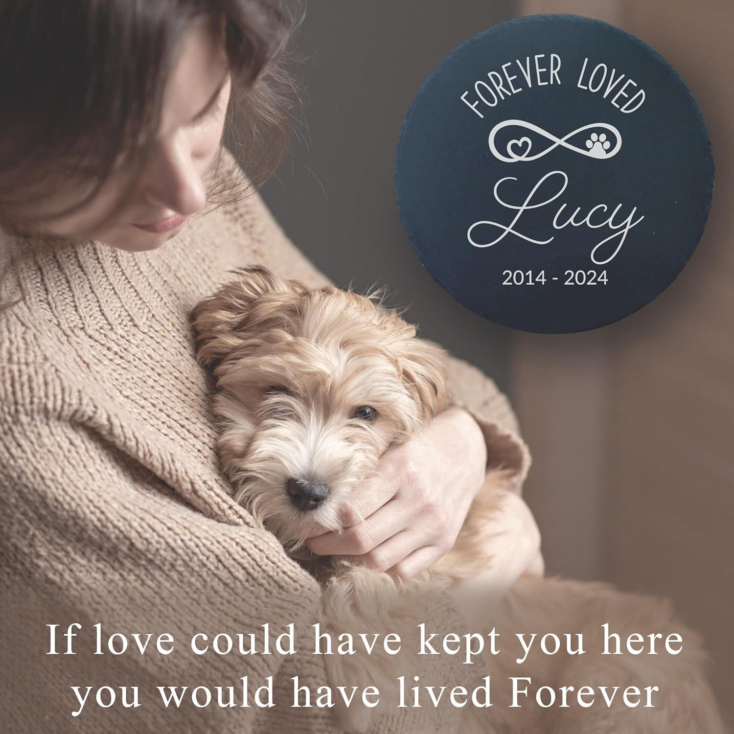 Personalized Pet Memorial Stone for Dogs and Cats | Custom Laser-Etched Weatherproof Garden Grave Marker | Natural Stone Bereavement Headstone Sympathy Gift | 4, 6, 10, or 12 Inch Heart or Circle Shape (A13)-VerdiqueGarden