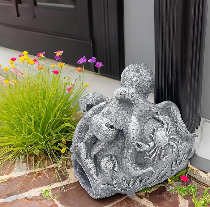 Octopus Sculpture Gutter Diverter Rain - Decorative Gutter Extension Downspout, Splash Block, 3"x4" Downspout Extender, Outdoor Decor Sculpture Ornament, Gutter Downspout Decoration-VerdiqueGarden