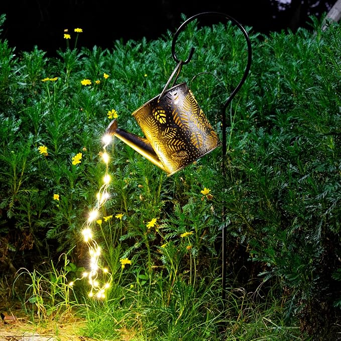 Outdoor Garden Decor Solar Lights, Large Waterproof Watering Can Landscape Lights Hanging Outside Decorations for Gardening Gift Yard Front Porch Clearance Lawn Driveway Patio Backyard Pathway-VerdiqueGarden
