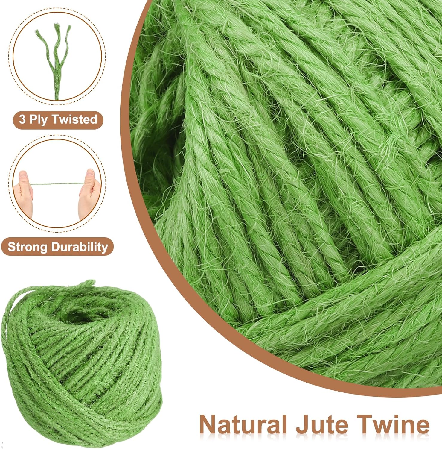 uxcell 164 Feet Natural Jute Twine String,3mm Thin Garden Twine Rope Colored Plant String Cord for DIY Art Crafts Gift Wrapping Decoration Packing Gardening Plant Hanger,Light Green-VerdiqueGarden