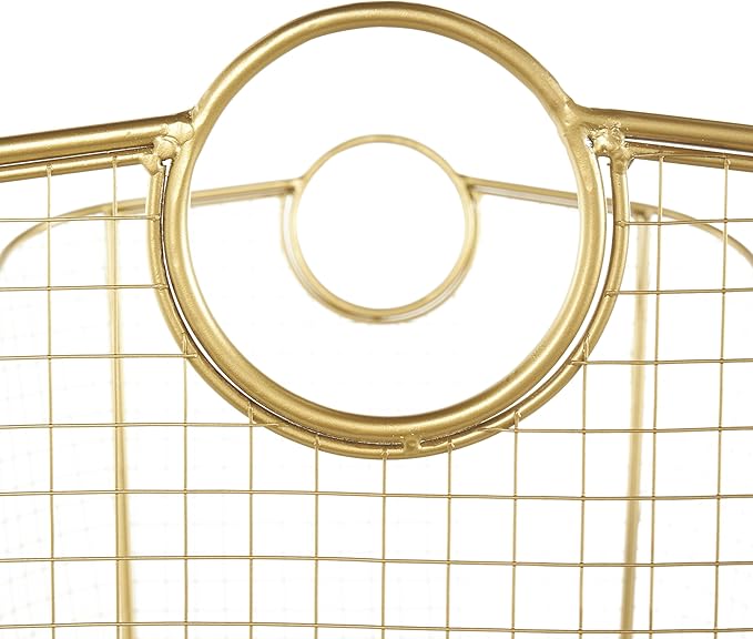 Deco 79 Metal Geometric Decorative and Functional Storage Basket Wire Grid Basket Organizer with Curved Edges Ring Handles, Basket for Storage 30" x 20" x 20", Gold-VerdiqueGarden