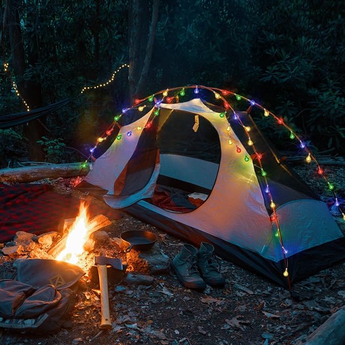 2 Pack Globe String Lights Indoor Bedroom Battery Operated, 16.4ft 50LED Crystal Fairy Light IP44 Waterproof Outdoor Hanging Decorative Lights for Home Tent Patio Garden Party Decor-VerdiqueGarden