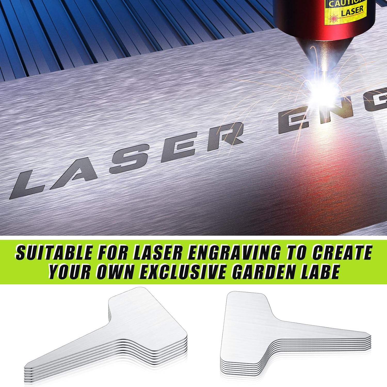 Hicarer 24 Pcs Durable Metal Plant Labels Christmas Gift Weatherproof Garden Markers Engraving Stainless Steel 304 T-Type Reusable Plant Tags for Gardeners Outdoor Greenhouse Vegetables(4x8 Inch)-VerdiqueGarden