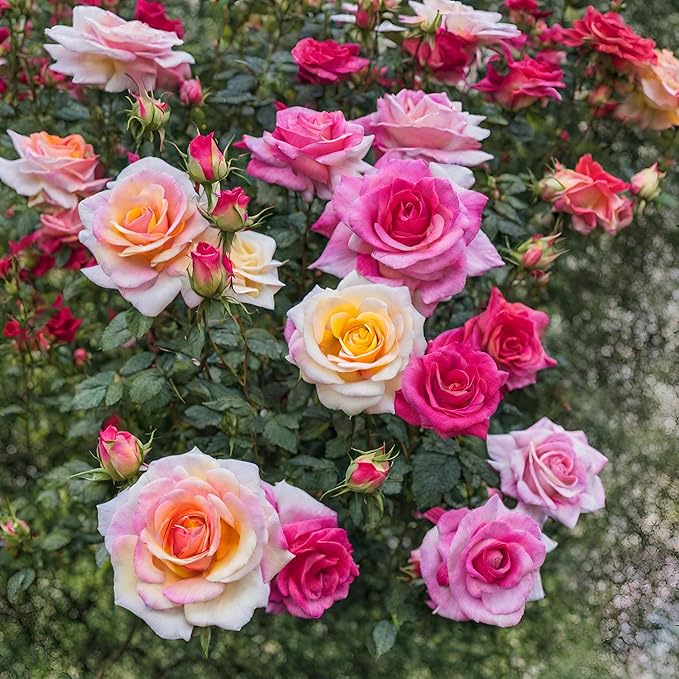 100+ Rose Seeds: 16 Blue Red Pink Yellow Heirloom Varieties for Colorful Perennial Shrubs-VerdiqueGarden
