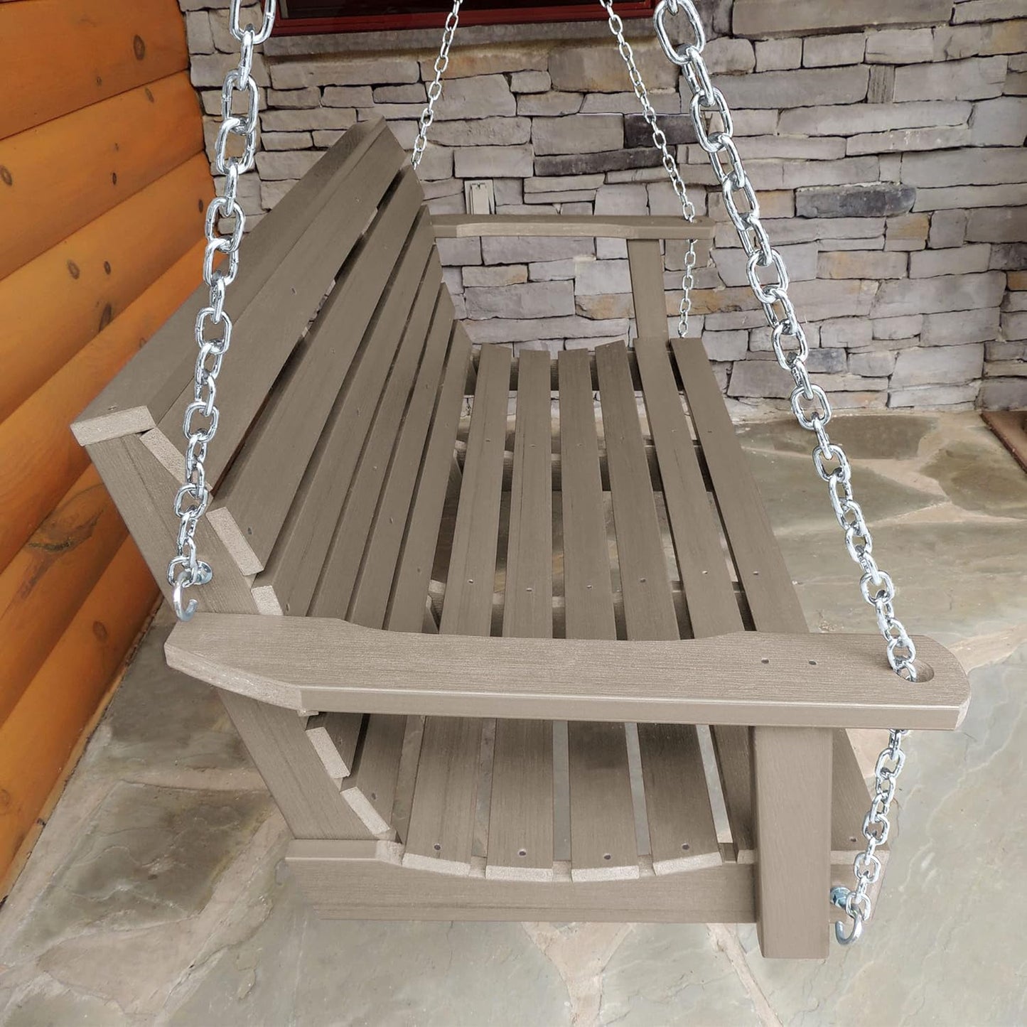 Highwood Weatherly Porch Swing 5 Feet, Woodland Brown-VerdiqueGarden