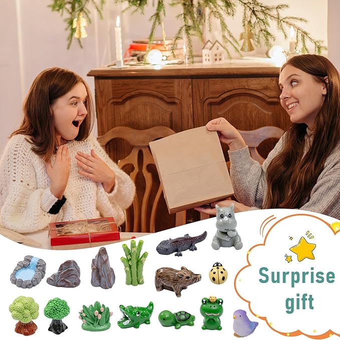 Miniature Small Animal Figurines, 80pcs of Mini Resin Animals, Forest Decoration Ornaments, Miniature Landscape Ornament Sets, Fairy Garden and Dollhouse Accessories-VerdiqueGarden