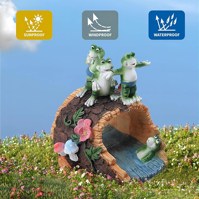 Gutter Guardian Rain Downspout Extension Playful Frog Statue, Ornament Splash Block Anchor for Downspout Extension Decor, 3" × 4" Downspout Extender Outdoor Garden Decorative-VerdiqueGarden