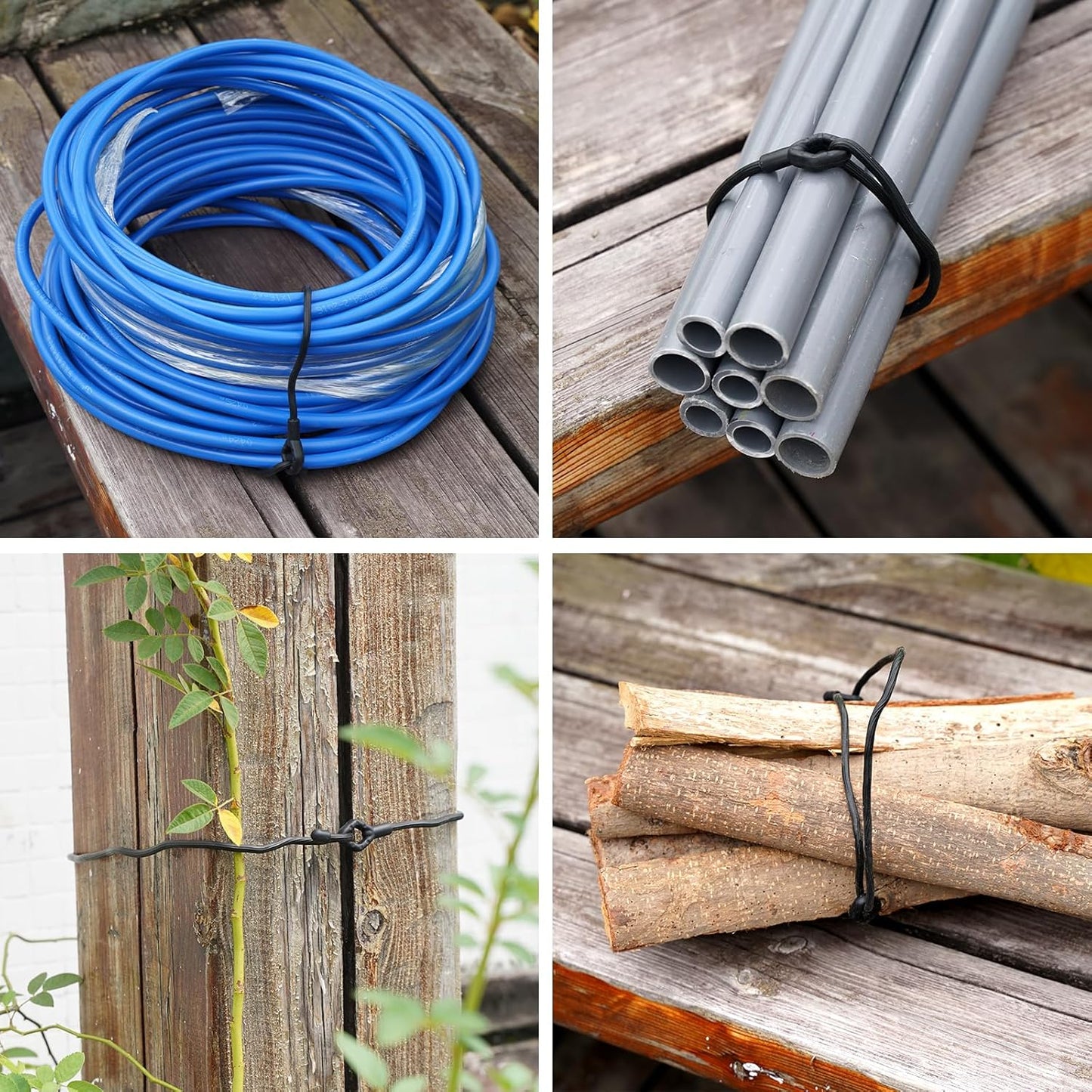 Reusable Rubber Twist Ties - 32-Inch Bendable Heavy Duty, Black Silicone Ties for Bundling and Holding, Indoor/Outdoor Use (8pcs)-VerdiqueGarden