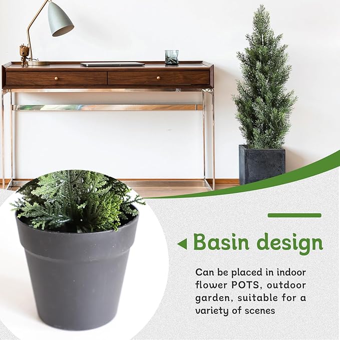 momoplant Artificial Cedar Topiary Trees 3 Ft Fake Cedar Shrubs Set of 2 Faux Cypress Potted Plants for Outdoor Indoor Decor-VerdiqueGarden